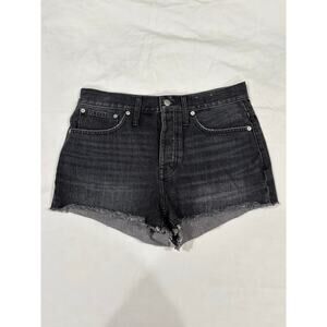 NWOT Madewell Relaxed Fit Black Denim Cut Off Shorts Size 28